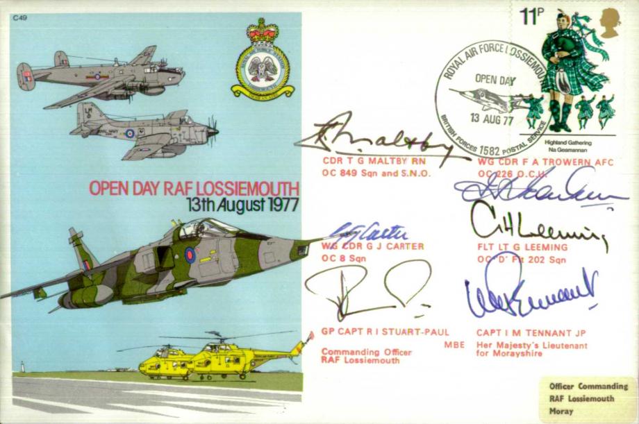 RAF Lossiemouth 1977 cover Sgd by 6