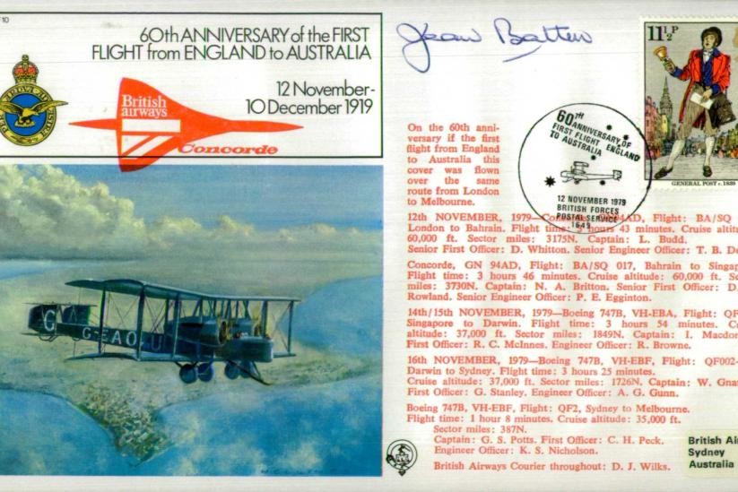 First flight from England to Australia cover