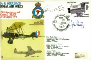 No 51 Squadron cover Sgd by pilot W H Bonner and J Cunningham - Chief Test Pilot for De Havilland