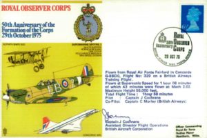 Royal Observer Corps cover Signed by Concorde Captain J Cochrane