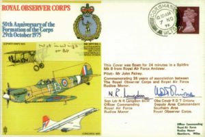 Royal Observer Corps cover Signed by N R Langdon - OC RAF Rudloe Manor 7 Obs Cmdr R D T Onions of ROC
