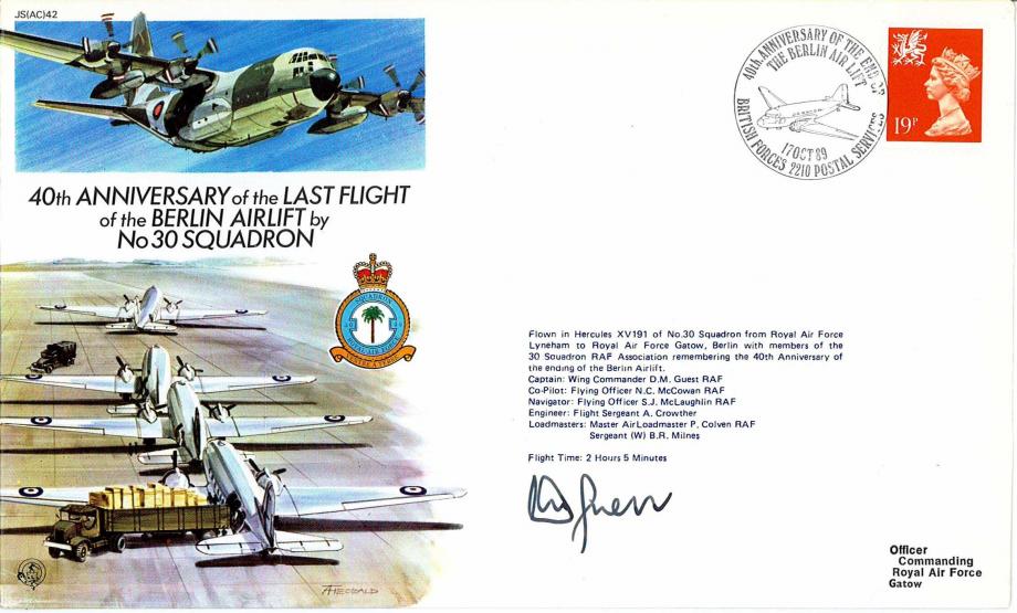 40th Anniversary of the Berlin Airlift cover Signed D M Guest