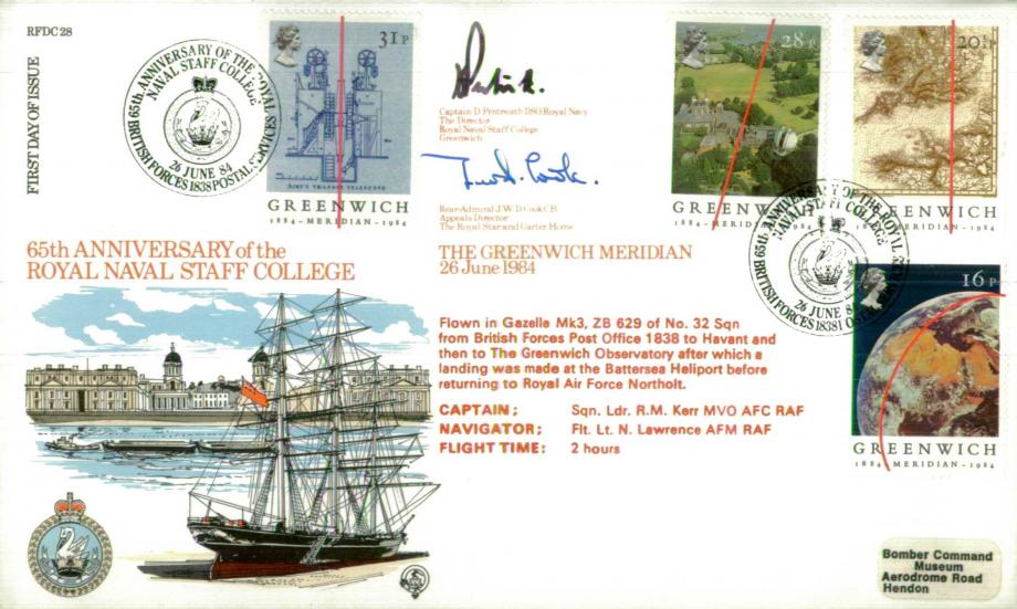 Royal Naval Staff College FDC Sgd D Pentreath and J W D Cook