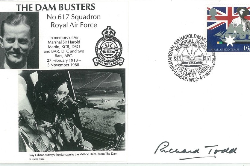 Dambusters 617 Squadron Cover Signed Actor Richard Todd