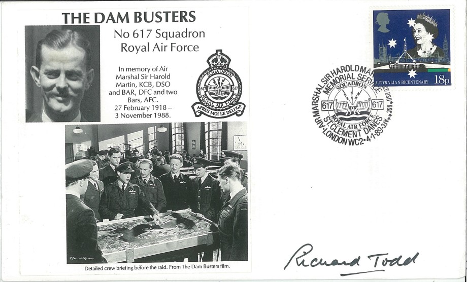 Dambusters 617 Squadron Cover Signed Actor  Richard Todd