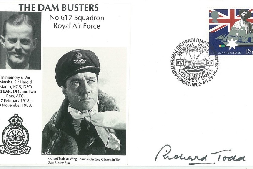 Dambusters 617 Squadron Cover Signed Actor  Richard Todd