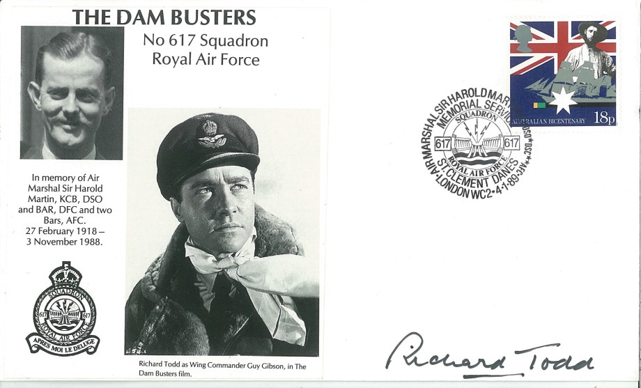 Dambusters 617 Squadron Cover Signed Actor  Richard Todd