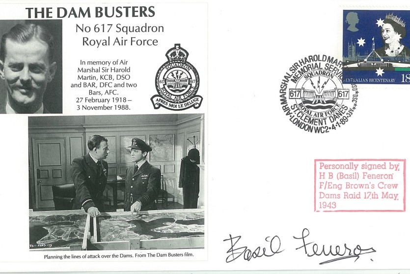 Dambusters 617 Squadron Cover Signed Basil Feneron Dams Raid