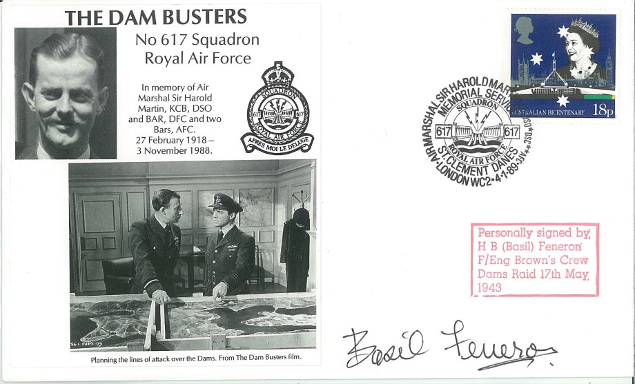 Dambusters 617 Squadron Cover Signed Basil Feneron Dams Raid