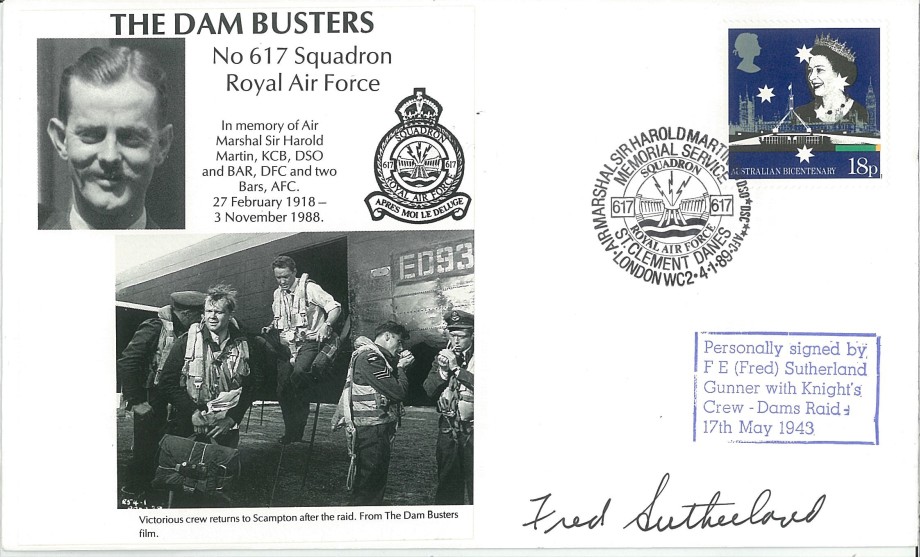 Dambusters 617 Squadron Cover Signed Fred Sutherland Dams Raid