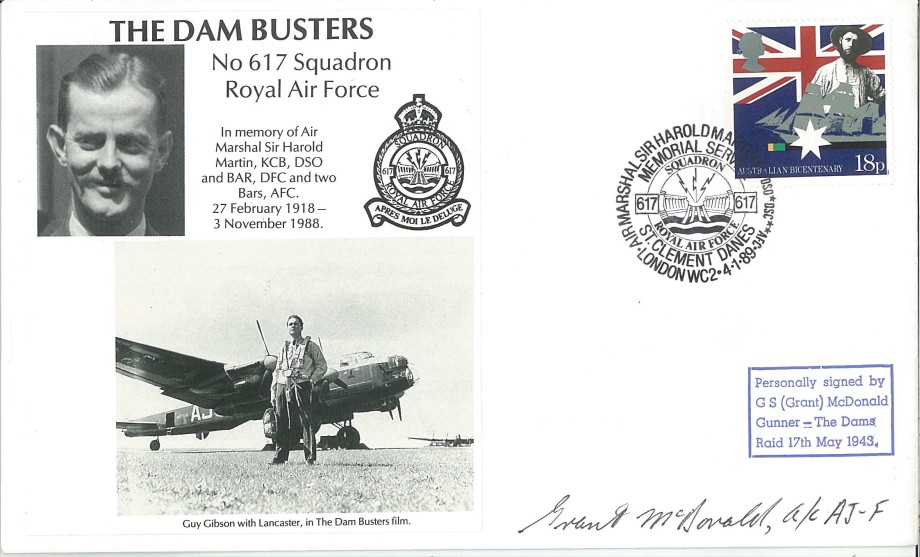 Dambusters 617 Squadron Cover Signed Grant McDonald Dams Raid