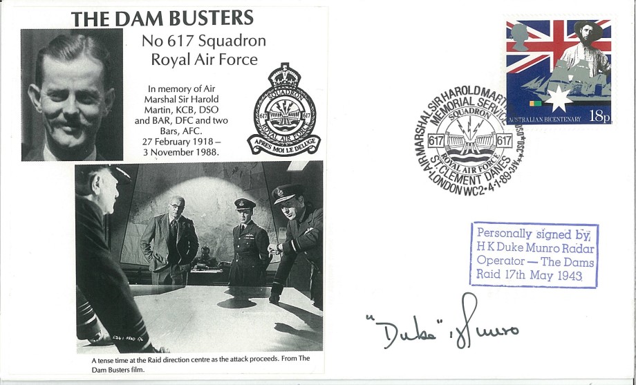 Dambusters 617 Squadron Cover Signed Duke Munro