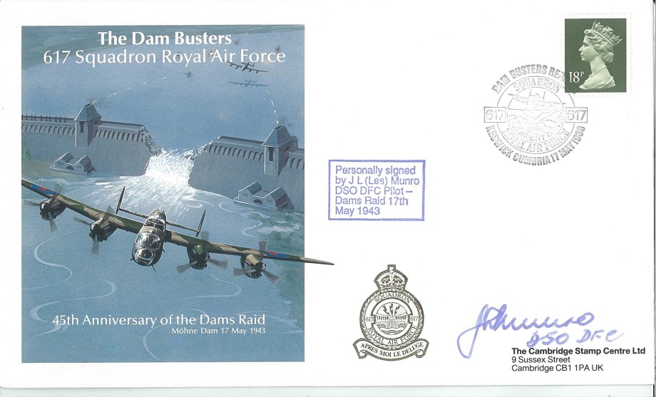 Dambusters 617 Squadron Cover Signed Les Munro Chastise