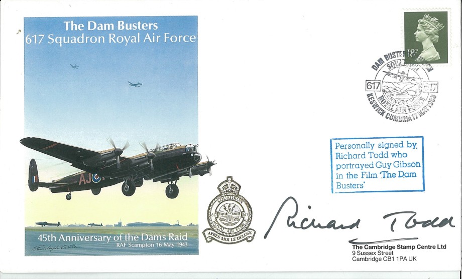 Dambusters 617 Squadron Cover Signed Actor  Richard Todd