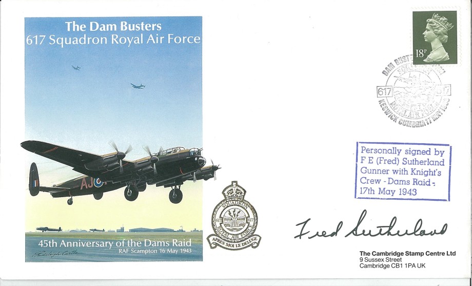 Dambusters 617 Squadron Cover Signed Fred Sutherland Chastise