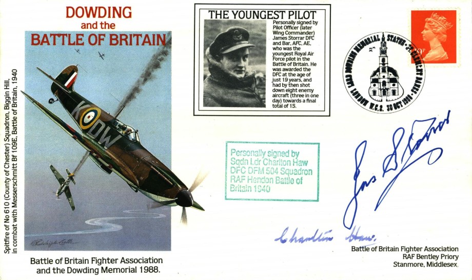 Battle Of Britain Cover Signed 2 BoB Pilots Storrar And Haw