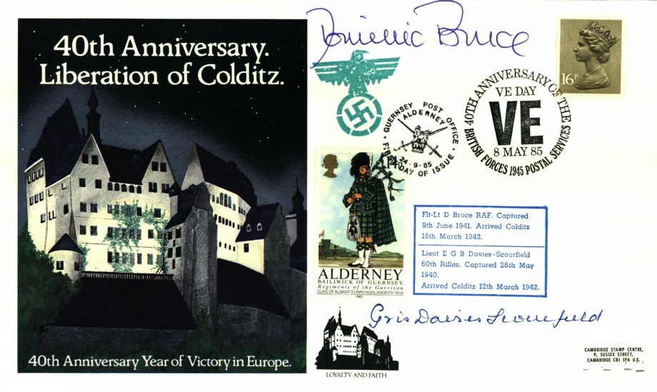 Colditz Cover Signed D Bruce And E Davies-Scourfield