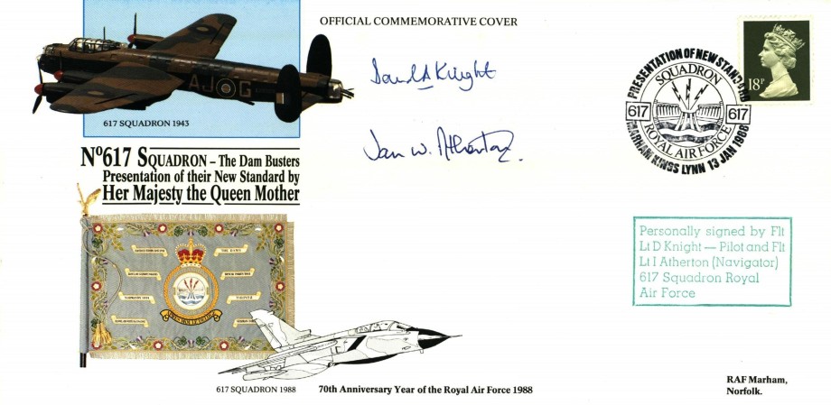 Dambusters 617 Squadron cover Signed Knight and Atherton