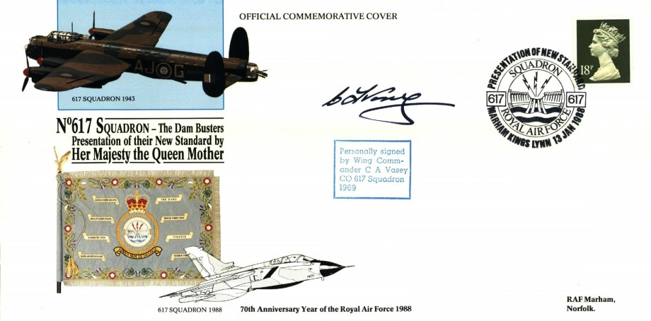 Dambusters 617 Squadron cover Signed C A Vasey CO 1969