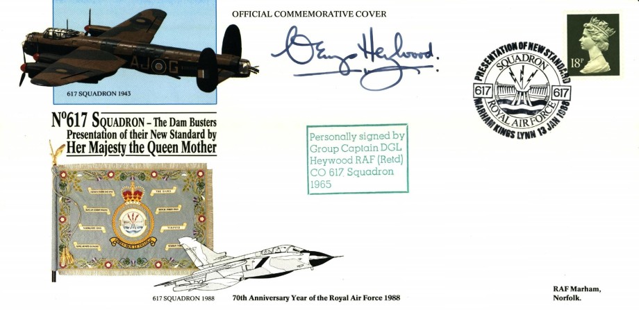 Dambusters 617 Squadron cover Signed D Heywood CO 1965