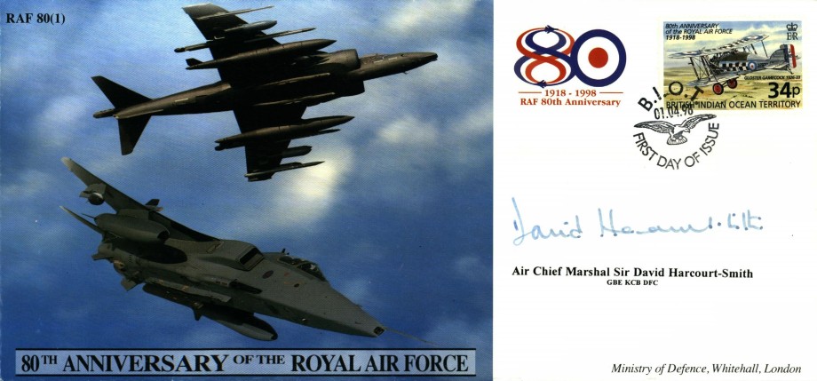 80th Anniversary of the RAF cover Sgd Harcourt-Smith