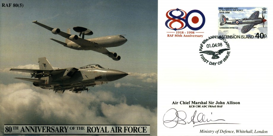 80th Anniversary of the RAF cover Sgd Sir John Allson FDC