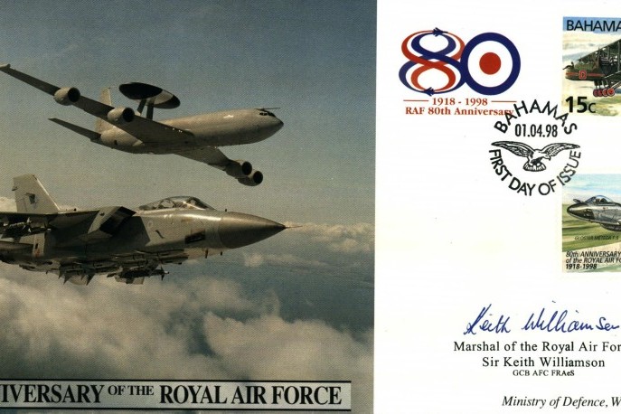 80th Anniversary of the RAF cover Sgd Sir K Williamson FDC