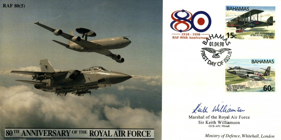 80th Anniversary of the RAF cover Sgd Sir K Williamson FDC