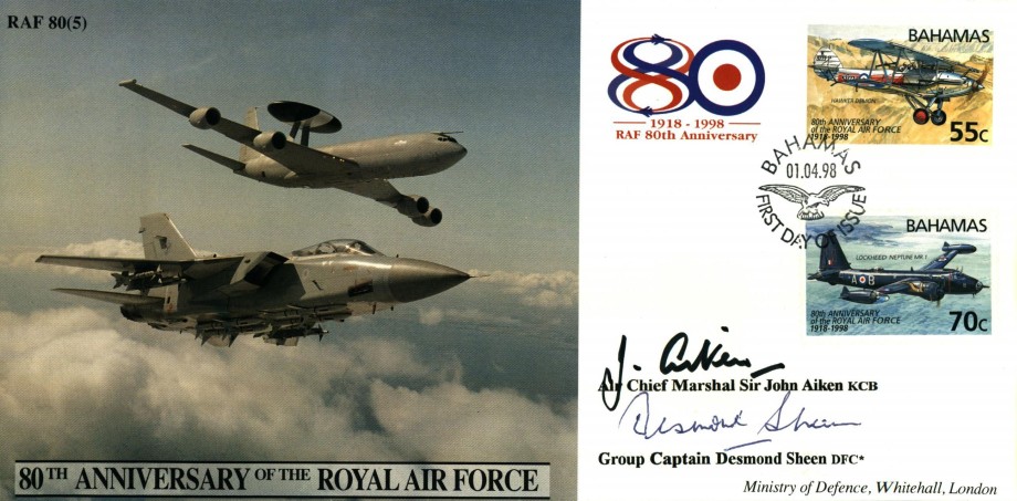 80th Anniversary of the RAF cover Sgd Aiken and Sheen