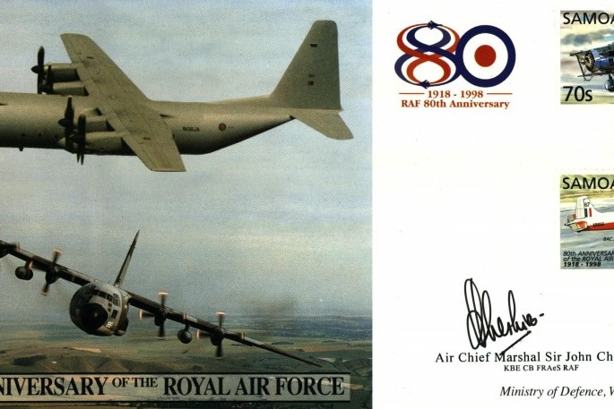 80th Anniversary of the RAF cover Sgd Sir J Cheshire