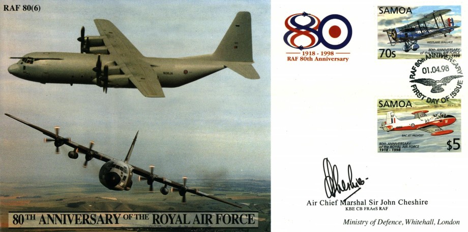 80th Anniversary of the RAF cover Sgd Sir J Cheshire
