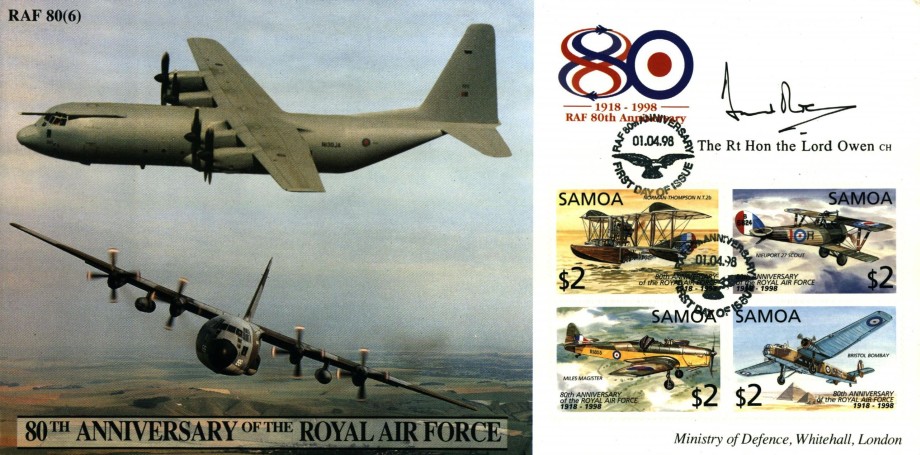 80th Anniversary of the RAF cover Sgd Lord Owen