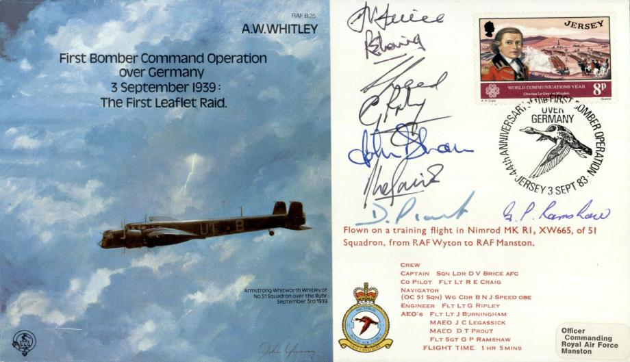 Armstrong Whitworth Whitley cover Signed 8 crew
