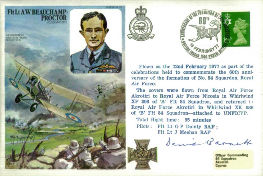 Fl Lt A.W Beauchamp-Proctor VC cover Sgd Sir D Barnett