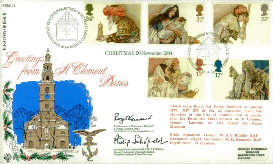 Christmas 20th November 1984 FDC Sgd by Rev R N Kenward and Rev P Schofield