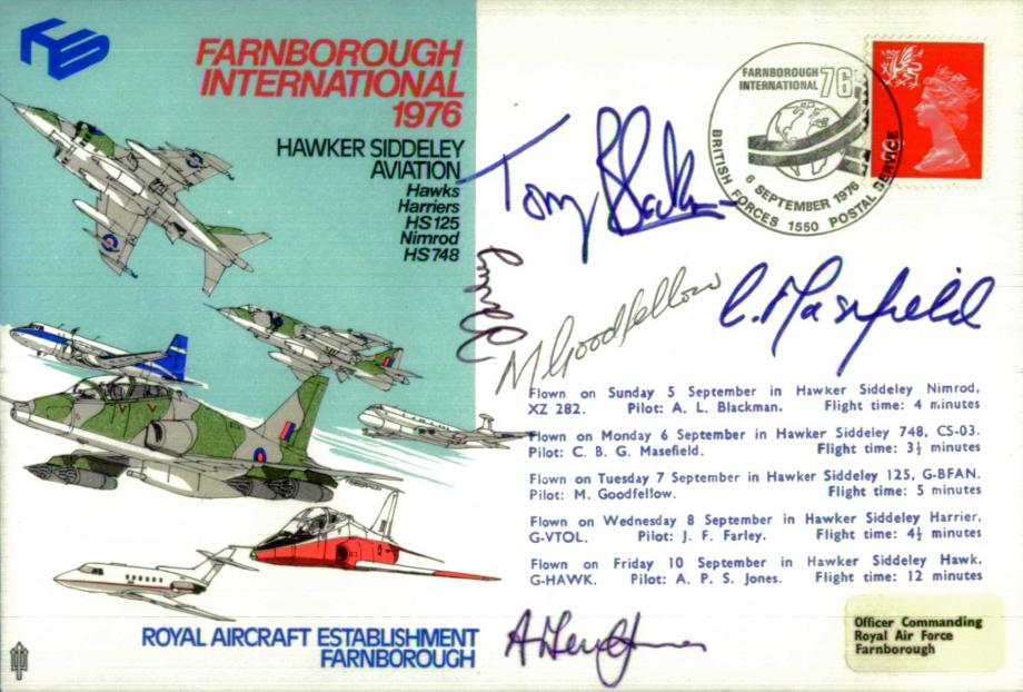 Farnborough International 1976 cover Sgd 5 pilots