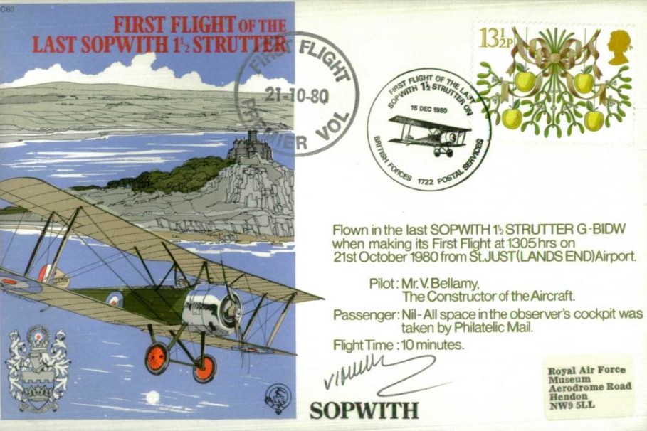 Sopwith Strutter cover Signed V Bellamy