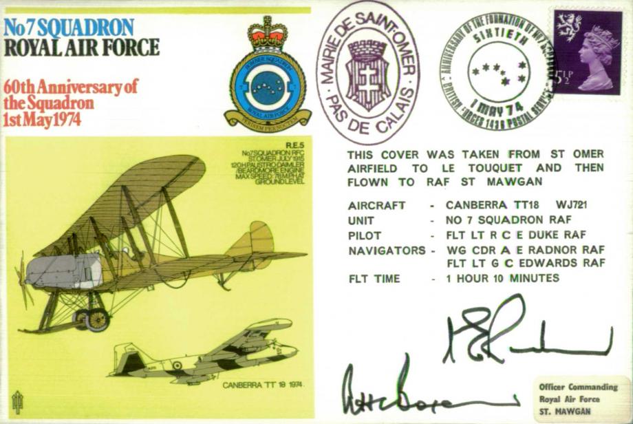 No 7 Squadron cover Signed by Sir Alan Boxer former CO of 7 Squadron and A E Radnor the Sq Cdr