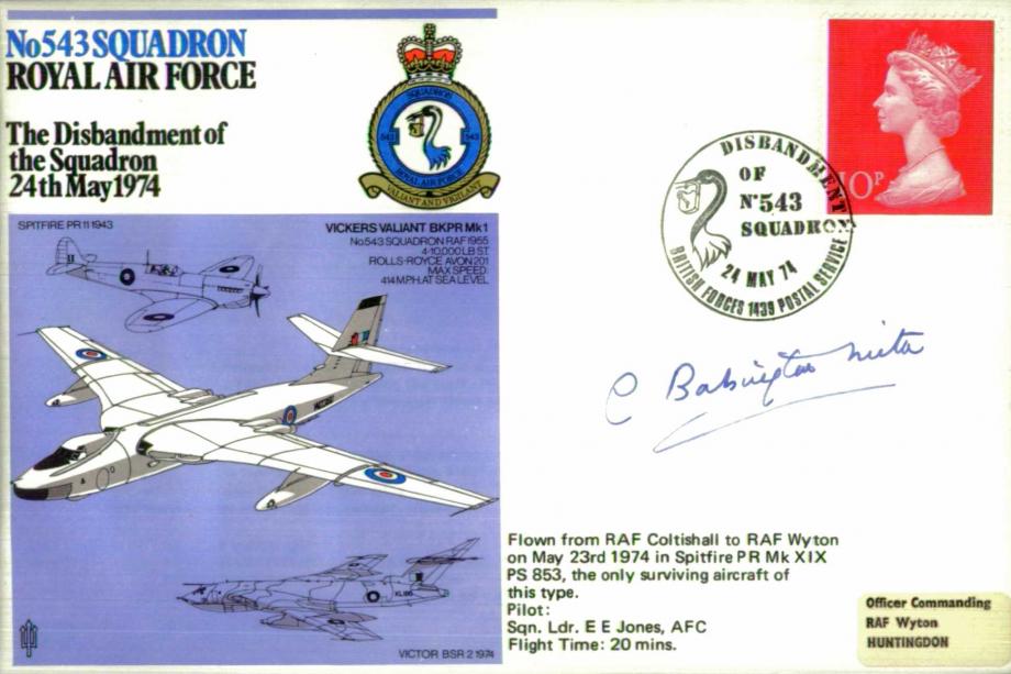 No 543 Squadron cover Signed by Miss Babington-Smith