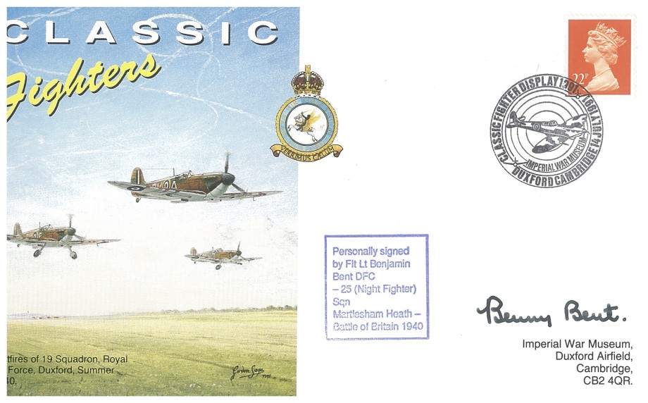 Battle of Britain cover Sgd by BoB pilot Benny Bent with 25 Sq