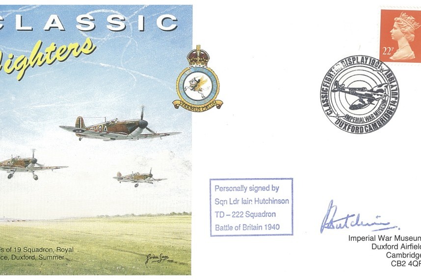 Battle of Britain cover Sgd I Hutchinson a BoB Pilot 222 Sq and 236 Squadron