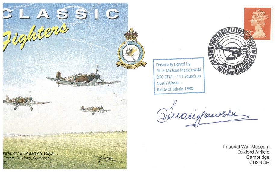 Battle of Britain cover Sgd by Polish BoB pilot M Maclejowski with 111 Sq