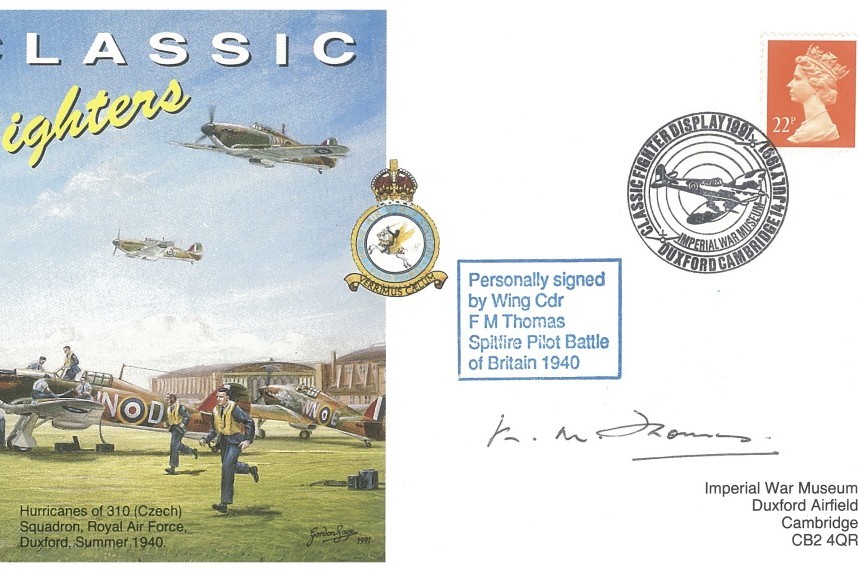 Battle of Britain cover Sgd by BoB pilot F M Thomas with 152 Sq