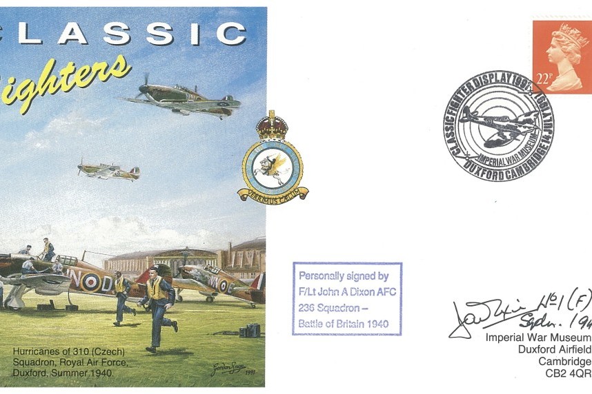 Battle of Britain cover Sgd by BoB pilot J A Dixon with 1 Sq and 236 Sq