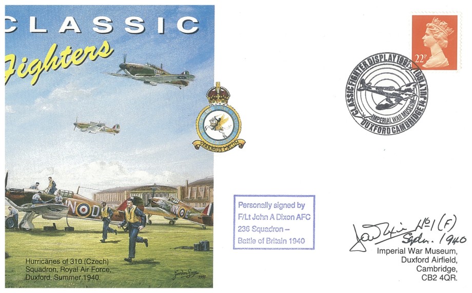 Battle of Britain cover Sgd by BoB pilot J A Dixon with 1 Sq and 236 Sq