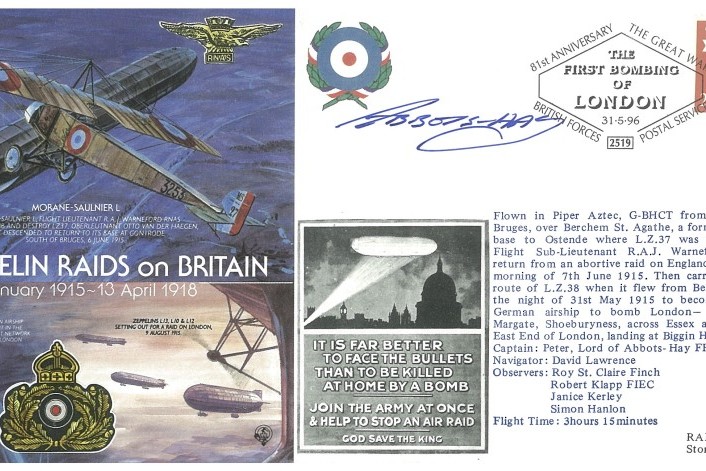 Zeppelin Raids on Britain cover Sgd Abbots-Hay