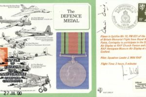 Defence Medal cover Signed Dennis David BoB Pilot