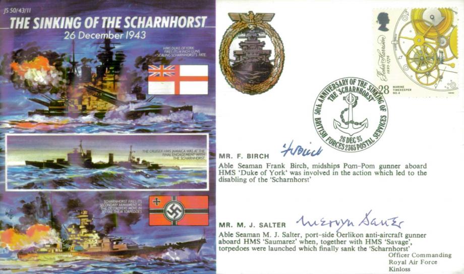 Sinking of the Scharnhorst cover Sgd Birch and Salter