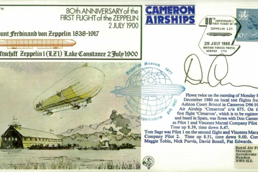 First Zeppelin flight cover Sgd Pilot