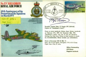 No XV Squadron cover Signed by Sq L P J S Boggis - Captain of Mac Roberts Reply